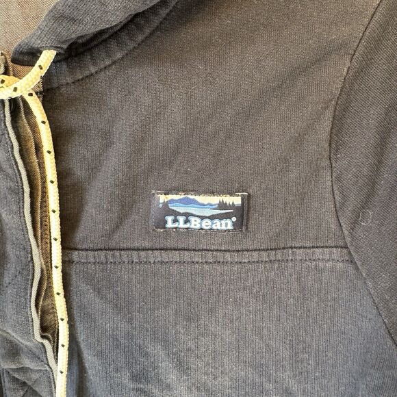 LL Bean Womens 1/4 Button Up Hoodie Pullover Size Small Pet 504299‎ Navy - Picture 10 of 12